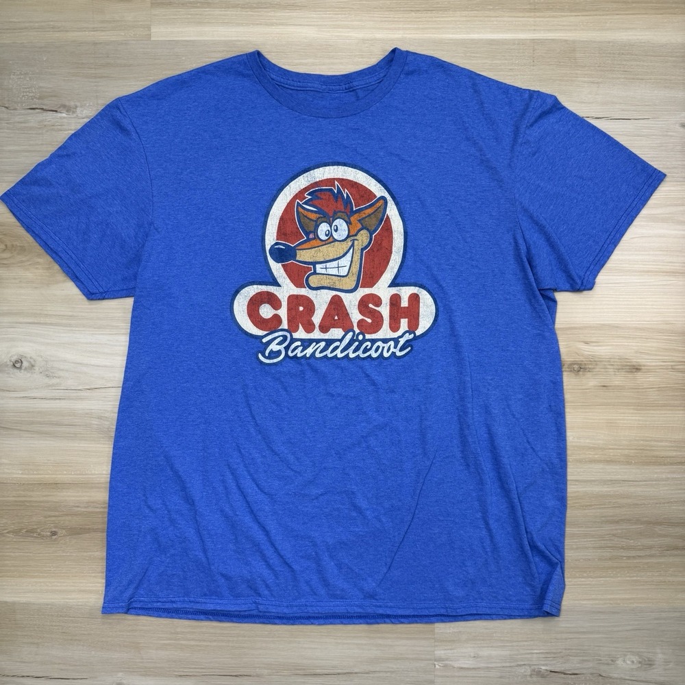 Crash Bandicoot Graphic Tee Shirt Mens XL Royal Blue Retro Video Game Activision